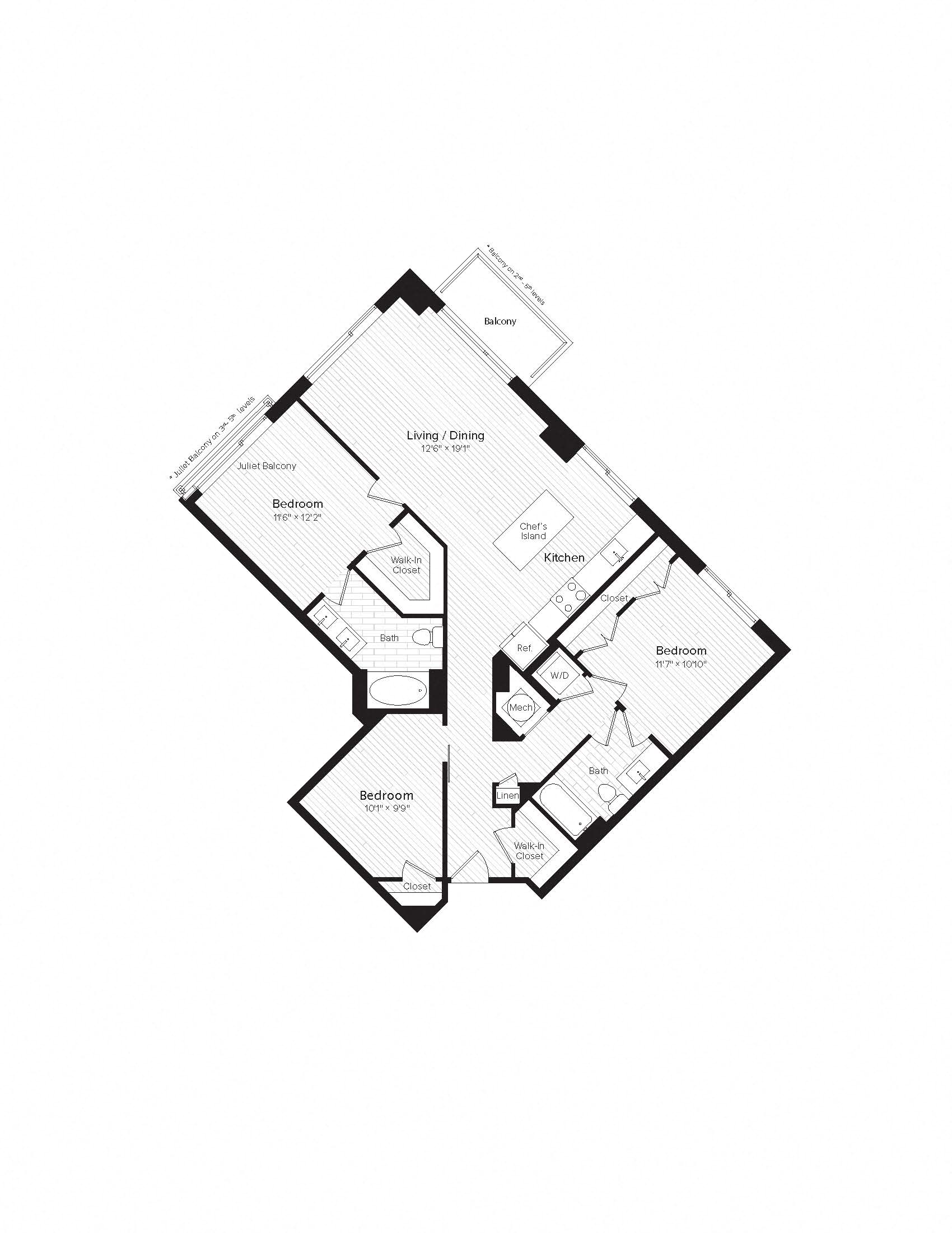 Floor Plans of The Brody in Bethesda, MD